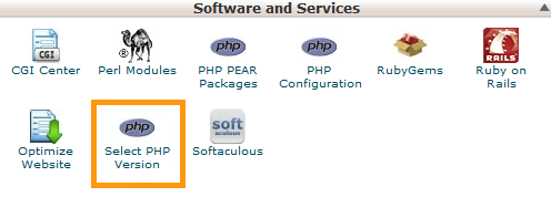 cPanel Selecione a versão do PHP