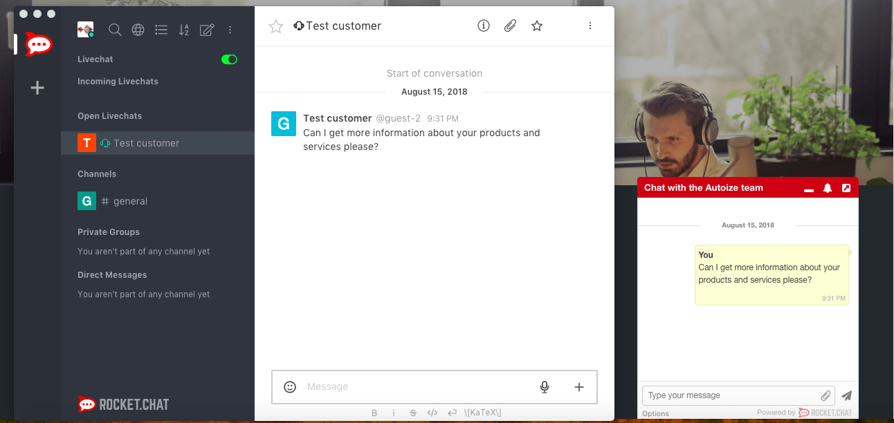 RocketChat Live Chat Screenshot
